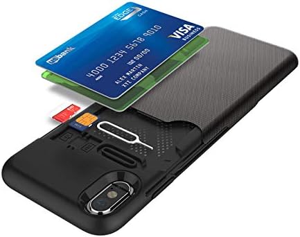 Maxace Hybrid Case Compatible iPhone Xs, Soft Silicone + PC 2 in1 Full Protective Anti-Knock Shockproof Case with Credit Card Slot Business Cover Compatible Apple iPhone Xs 5.8 inch - Black