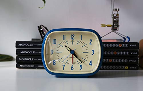 Kikkerland Despertador clássico simples de mesa estilo vintage retrô operado por bateria, em azul
