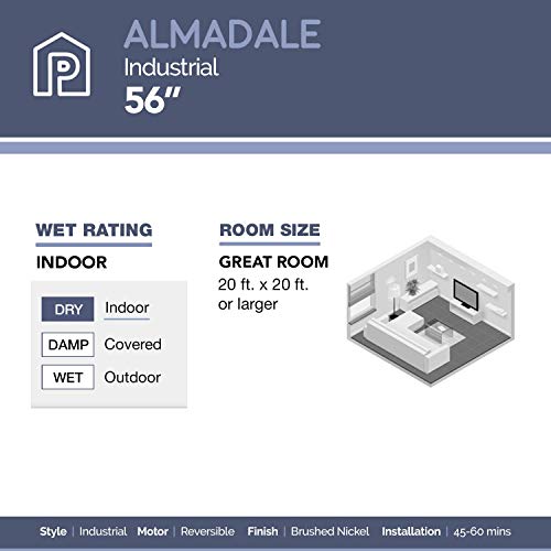Prominence Home 50330 Almadale Ceiling Fan, 56, Energy Efficient Blades, Brushed Nickel #TOP4