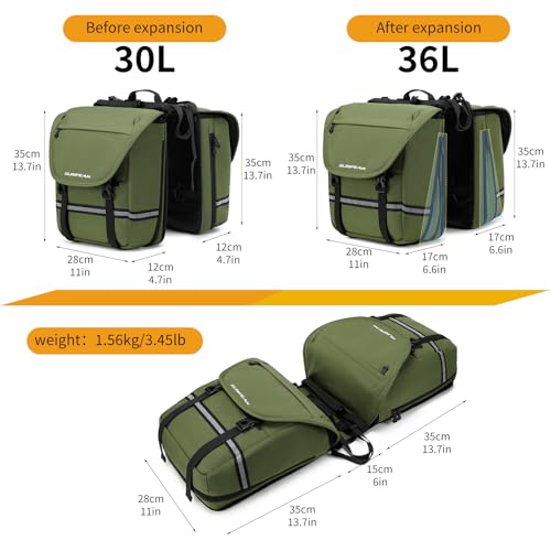 image for Sunpeak Bike Bag Accessories Panniers for Bicycle Rear Rack Bag 36L Wa