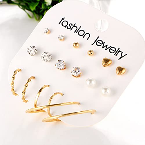 Image of Shining Diva Fashion Stylish Combo Design 6 Pairs Metal Earrings for Women and Girls (F12787er)