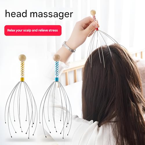 Image of Adimac Manual Scalp Massager (Pack of 2) - Handheld Head Massager for Stress Relief, Hair Growth, and Relaxation