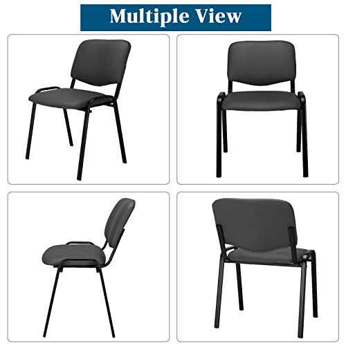Image of VINGLI Grey Waiting Room Chairs - 10-Pack PU Stackable Chairs Set for Conference Rooms, Offices & Lobbies, Simple & Space-Saving