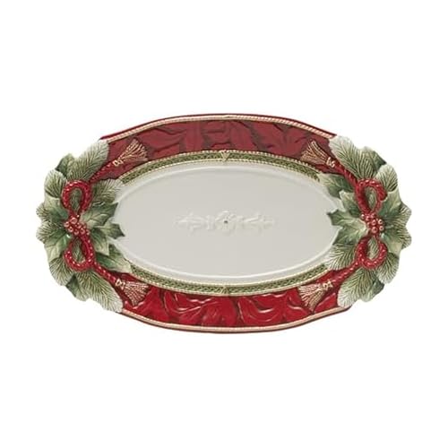 Fitz and Floyd Holiday Home Poinsettia Trim Serving Platter, 17 inch, Red Fitz and Floyd Holiday Home Poinsettia Trim Serving Platter, 17 inch, Red