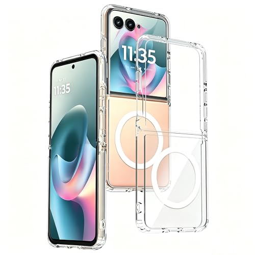 STARRYNOVA Etui kompatybilne z Motorola RAZR 60 Ultra/RAZR 70 Ultra, obudowa z magnetycznym ładowaniem bezprzewodowym TPU magnesy z TPU tylna część PC odporna na zarysowania, przezroczysta