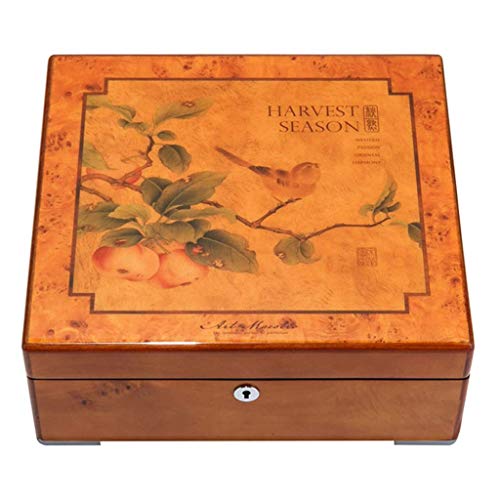 Preisvergleich Produktbild Holz Schmuckschatulle Klassische Erscheinung 2 Schichten Mit Schloss Große Kapazität Haushalts Halskette Desktop Aufbewahrungsbox