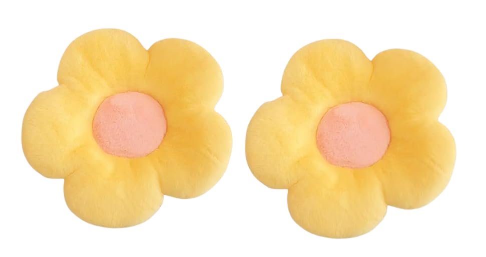 Vaishno Flower-Shaped Pillow Cushion Flower Throw Pillow Soft Seating Girls Plush Pillow Floor Pillowfor Home Decorative Seating Cushionfor Kids Room Bedrooma (Set of 2) (Size 35 Cm) (Yellow)-image-24