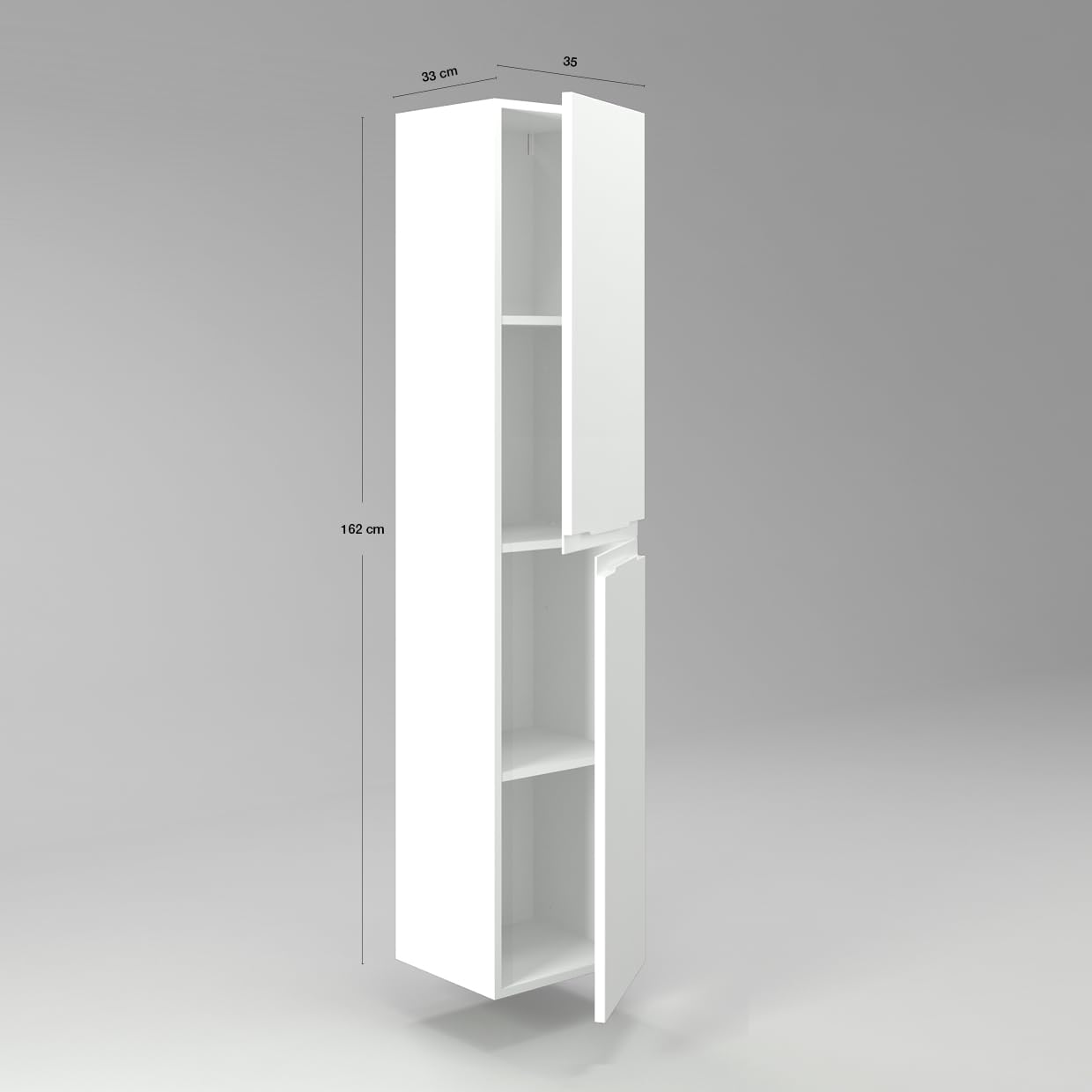 Diventa Modello Diva Star, Colonna Bagno sospesa con 2 ante e 4 ripiani spaziosi, colore verde e grigio