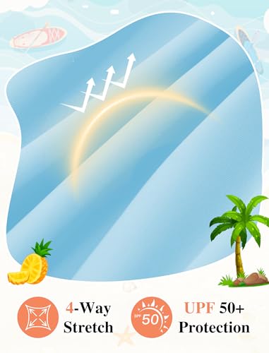 Seanrui Girls Long Sleeve Swimsuit Teens Modest Bathing Suits Zip Up 3 Piece Swimwear with Shorts Light Blue (13-14Y) — view 6
