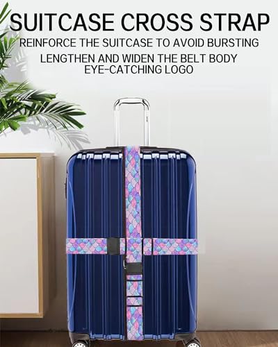 Image of Luggage Straps for Suitcases, Adjustable Travel Belt, Durable Wide Luggage Strap, Cute Suitcase Strap Identifiers with Buckle, Bag Straps for Luggage, Cute Colorful Shell