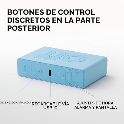 Reloj de noche recargable Lexon Flip para apagar la alarma sin buscar botones 7