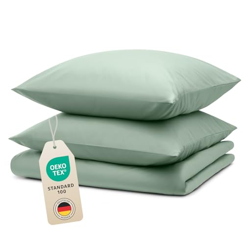 Blumtal Bettwäsche 155x220cm + 2X 80x80cm Kopfkissenbezug - Oeko-TEX zert....