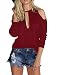 Allegrace Women Sexy Slit Open Front Cold Shoulder T Shirts Fashion Tee Tops Wine Red S