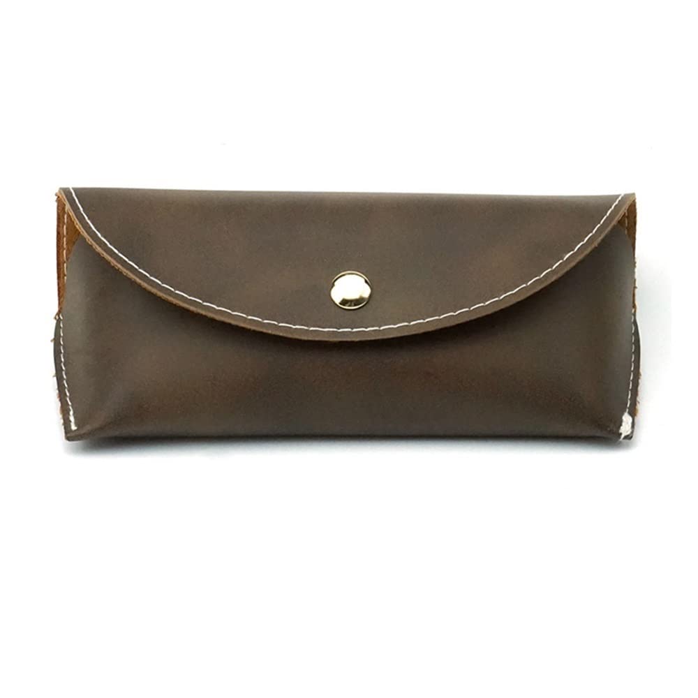 Caja De Gafas Portátil Estuche for Gafas de Cuero Estuche for Gafas de Sol con Solapa de Cuero Personalizado Estuche for Gafas de Sol (Color : Coffee, Size : 42x171x72mm)