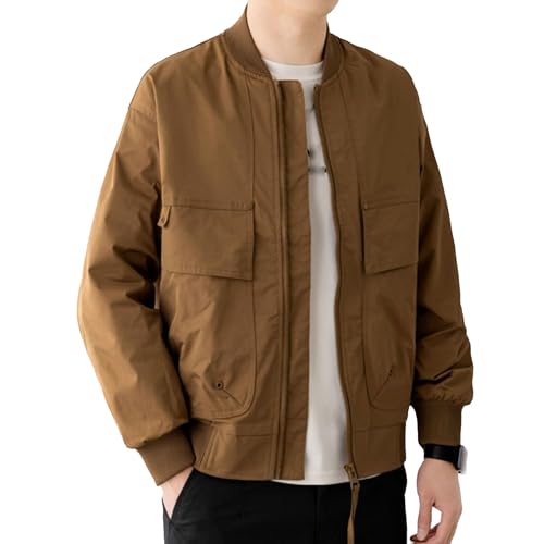 Veste légère en coton pour homme ZDJSWJ blouson col montant décontracté