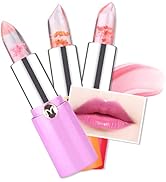 ICE LOVE Flower Jelly Lipstick, Cute Clear Crystal Magic Color Changing Lip Gloss Gift Set, 3pcs ...