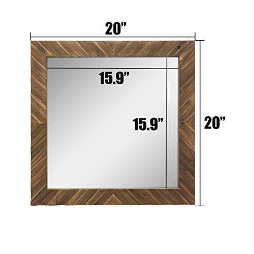 Stonebriar Square Textured Wooden Chevron Hanging Wall Mirror With Attached Mounting Brackets, Rustic Decor Accents For The Bathroom, Living Room, Bedroom, Office, And Hallway #TOP2