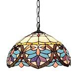 Vintage-Kronleuchter im Tiffany-Stil / Tiffany-Hängeleuchte / Tiffany-Deckenleuchte aus handgefertigtem Glas.