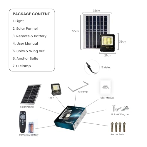 Image of hardoll Solar Flood Light 300W with Remote, Cool White LED, 5M Cable, Waterproof IP65 Aluminium Body, Replaceable 24000mAh Lithium Battery for Home, Garden, Terrace, Outdoor (Pack of 1)
