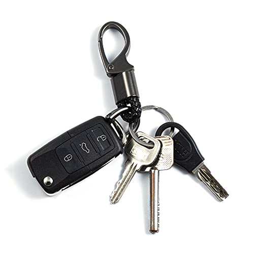 Image of Car Keychain Accessories Leather Holder Keyfob Sturdy Metal Carabiner Key Chains for Women and Men