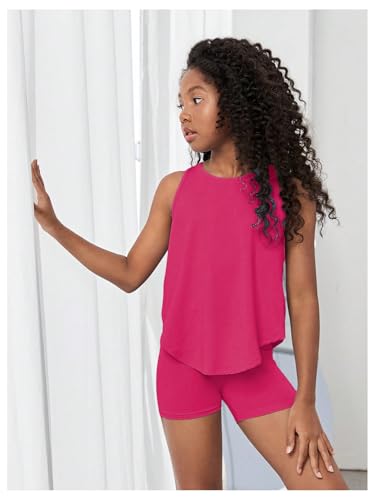 Image of BEAUDRM Girl's 2 Piece Workout Outfits Crop Top and Shorts Athletic Sets | Activewear Sets,Dance Sets,Tumbling Outfits,Hip Hop Dance Outfits,Cheer Practice Outfits for Girls