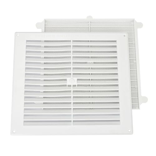 Map White Louvre Vent 229 x 229mm (9"x9") with Detachable Flyscreen Plastic Air Vent Grille for Walls & Furniture Ventilation Cover