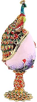 KBOLAE Diamante Peacock Easter Egg Enamelled Jewelry Box Engagement Wedding Favors