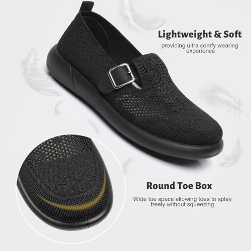 Mary Jane Flats Women with Adjustable Strap Wide Round Toe Casual Ballet Flats Shoes Dressy Comfortable for Office Work Walking Business4