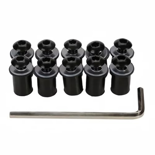 Boulons carénage moto hexagonaux noirs haute résistance pour habillage