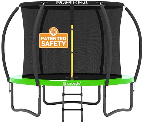 Image of JUMPZYLLA Trampoline Outdoor 8FT 10FT 12FT 14FT 15FT 16FT with Enclosure and Ladder, ASTM Approved Recreational Trampoline for Kids and Adults, Anti-Rust Coated Frame