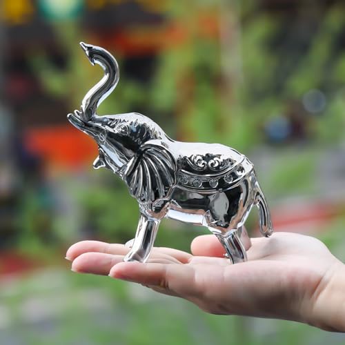 Image of YWHL Black Crystal Elephant Figurine Decor, Glass Elephant Figurine Gifts for Women, Handmade Animal Collectible Statue