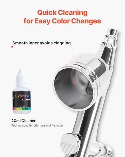 Image of VEVOR Airbrush Kit, 1 /6 HP, Air Brush Kit with Air Compressor and Tank, 1 Dual-Action Professional Airbrush with 3 Tips, Acrylic Paint, Low Noise, for Cake Decorating, Model Painting, Nail Art