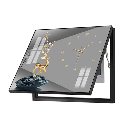 WPJBDS Meter Box Decorative Painting with Clock,Electric Meter Box Cover Wall Hanging Painting,Electrical Panel Hide Paintings Distribution Box Decorative Painting,with Hydraulic Rod Supports