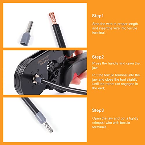Wire Ferrule Crimp Tool,Knoweasy Hsc8 6-6A Hexagonal Ferrule Crimping Tool Used For 23-10 Awg/0.25-6 Mm² Insulated Terminal Or Non-Insulated Ferrule #TOP3