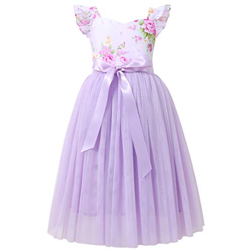 Flofallzique Girls Tulle Dress Summer Floral Wedding Birthday Easter Casual Toddler Tea Party Dresses
