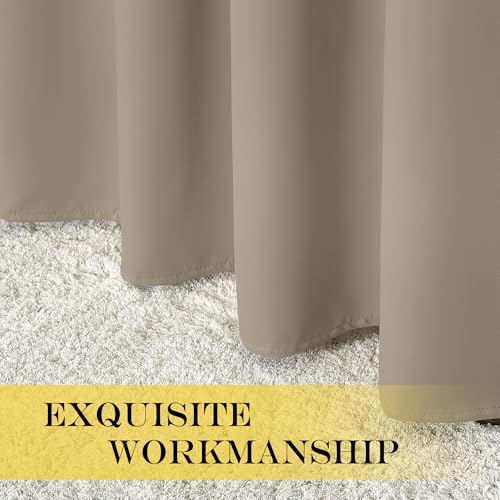 NICETOWN Blackout Patio Curtains 100 x 144 Inches Long for Sliding Door Extral Wide Blackout Curtain Panels Thermal Insulated Room Divider - Grommet Top, 100" W x 144" L, 1 Panel, Taupe by NICETOWN - Image 4