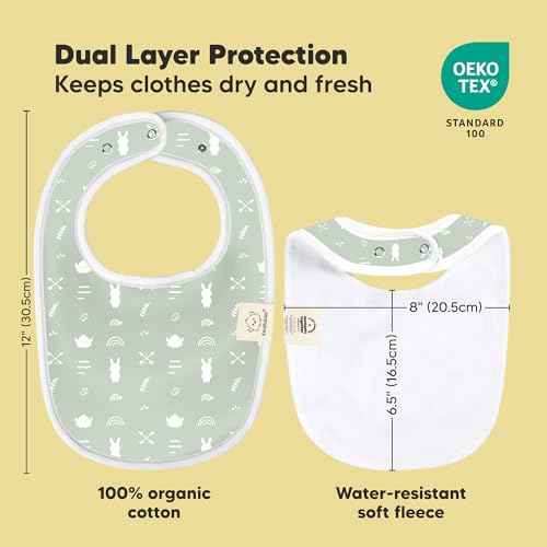 Image of 8-Pack Organic Baby Bibs for Boys, Girls - Soft Cotton Drooling and Teething Bibs for Baby Girl & Boy, Extra Absorbent, Easy to Clean & Put On for Toddler, Newborn, Infant 0-24 Months (Nordic)