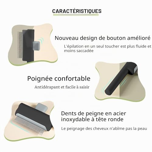 Marchul 2 Pièces Peigne pour Chats, Peigne à Puces Autonettoyant pour Chat et Chien, Brosse de Toilettage pour Animaux de Compagnie Poil Court et Poil Long, pour Enlever Les Poils D'animaux (Noir) – vue 4