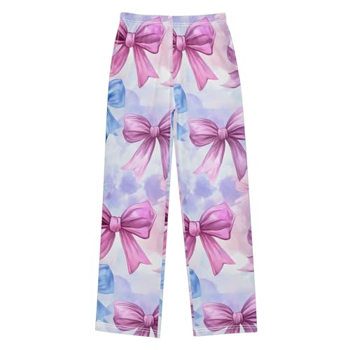 Pink Blue Bow Tie Dye Pajama Pants Long Sleep Pant Soft PJ Bottoms Sleepwear