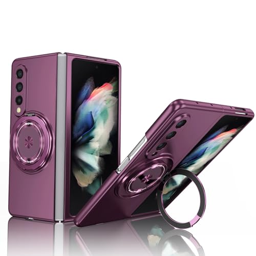 Coque Samsung Z Fold 3 avec anneau magnétique de charge sans fil en TPU et PC rigide - Bleu