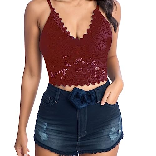 Wirefree Comfort Cami Bra Mujer Tops Yoga con Liga Lencería Cinturón Sujetador Sexy Clubware, rojo, 3XL