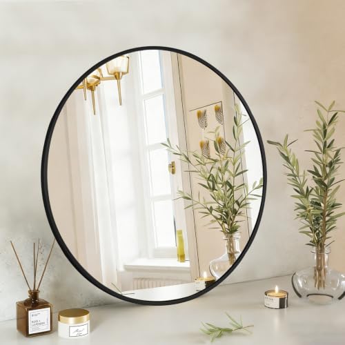 Image of NEWBULIG 24 Inch Round Bathroom Mirror, Wall Mount Vanity Mirror