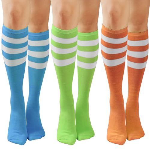 Image of DRESHOW 3 Pairs Cotton Knee High Socks for Women Solid Knit Knee Long Stocking Leg Warmer All Season Gift