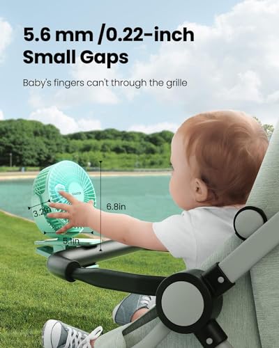 Image of Gaiatop Portable Clip on Fan Battery Operated, Small Powerful 3 Speed Quiet 360 Rotate, USB Rechargeable Mini Personal Cooling Fan for Desk Table Home Office Stroller Camping Women Gifts Green