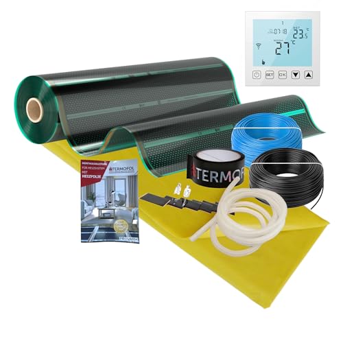 TERMOFOL ECO Set de calefacción por suelo radiante, 230 V, set completo (80/140/220 W/m²) para suelo radiante, pared y techo con termostato WLAN TF-WIFI (140 W/m², 20 m²)