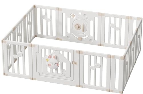 ROMARK Box Bambini 150 x 200 CM (12+2 PANNELLI) - Recinto per Bambini con gioco interattivo - Box Neonato in Forma Adattabile - Recinto bambini in Polietilene alta densità (HDPE)