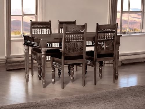 Image of APRODZ Sheesham Wood Norcross 4 Seater Dining Table Set for Home and Living Rooms| Dining Furniture | Walnut Finish
