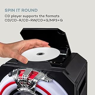 auna Arizona Sing Jukebox – Jukebox Compact et rétro avec Platine CD, Bluetooth, USB, MP3, Micro Filaire Inclus, Support… - Les Beatles, Paul McCartney, John Lennon, RIngo Starr, George Harrison auna Arizona Sing Jukebox - Jukebox Compact et rétro avec Platine CD, Bluetooth, USB, MP3, Micro Filaire Inclus, Support… – Image 4