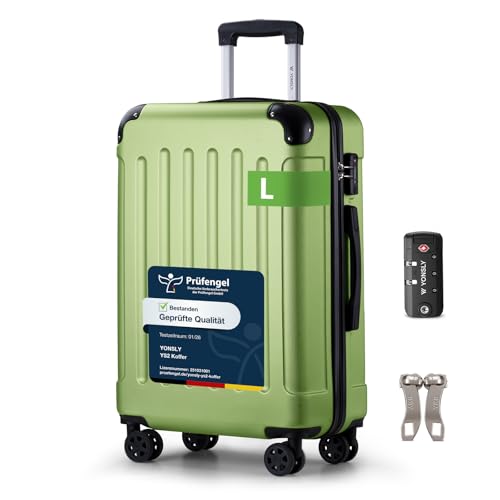 YONSLY Trolley Koffer Set, Reisekoffer, Rollkoffer Handgepäck, Kabinkoffer Suitcase, Gepäckset mit 360° Rollen, Hartschalenreisekoffer, Zahlenschloss, Gummigriff