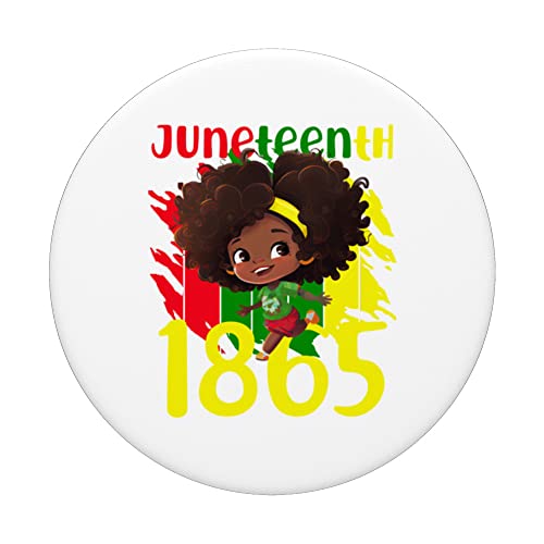 Bold and Brave Juneteenth 1865 Art for Girls PopSockets Swappable PopGrip, Black - Image 3